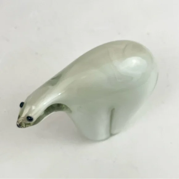 Art Blown Glass Polar Bear Paperweight - Picture 2 of 14